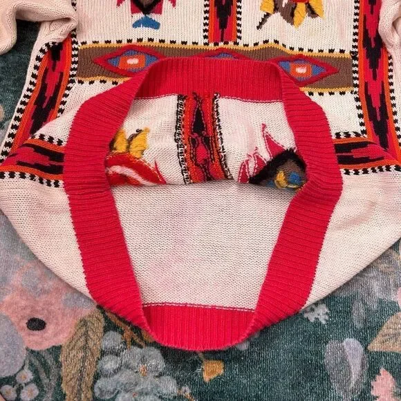Emminent Womens Folk Art Embroidered vintage Crewneck Sweater Southwesterb Large - Picture 14 of 16